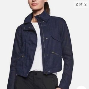 Athleta navy blue Sahara linen jacket